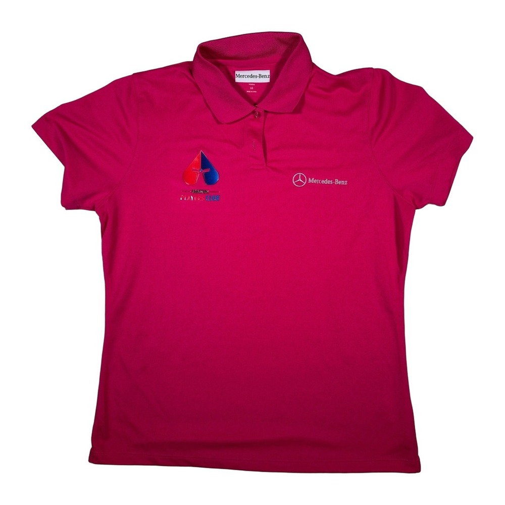 Mercedes Benz Womens Lg Pink Short Sleeve Golf Polo Shirt Carnival Players Club